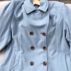 Women's Light Blue Double-Breasted Coat